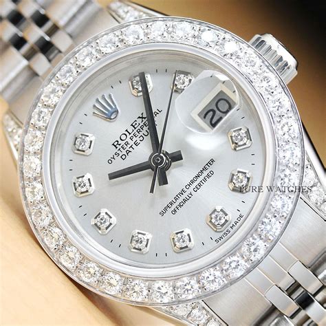 rolex ladies datejust diamond dial diamond bezel|ladies Rolex Datejust white dial.